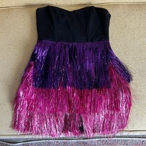Strapless Fringe Tinsel Dress